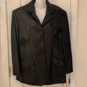 Marvin Richards Ladies Leather Coat Lg Black